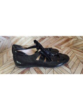 Women BeautiFeel Edyta Lace-up Black Snake Suede Leather Shoe Size 40 9.5 10